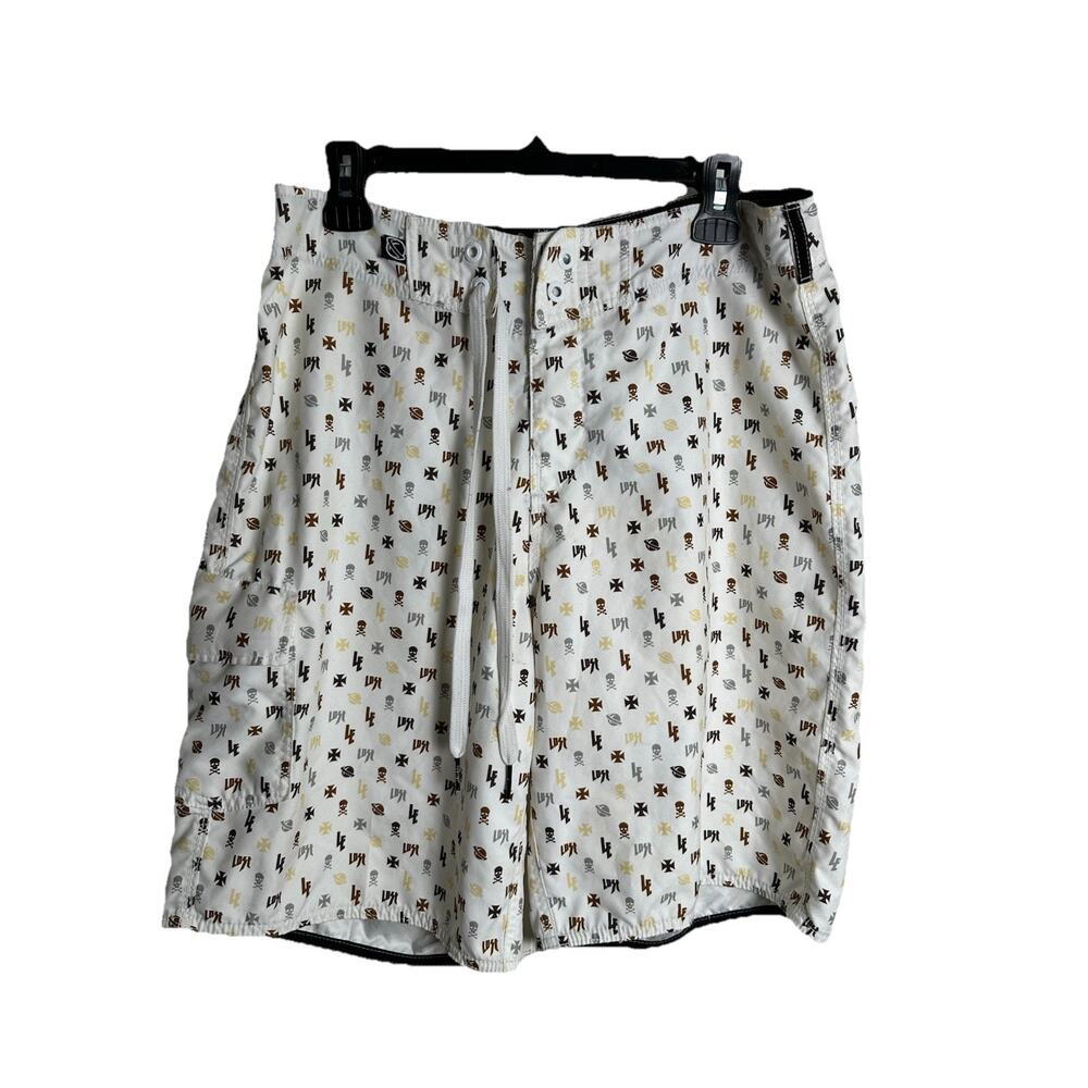 Men's Swim Trunks Lost Mayhem Board Shorts Surf Skull Print Size 33